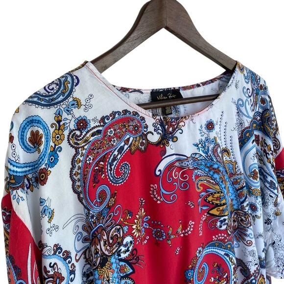 Melissa Paige Red, White and Blue Paisley Blouse - XL - Picture 4 of 4